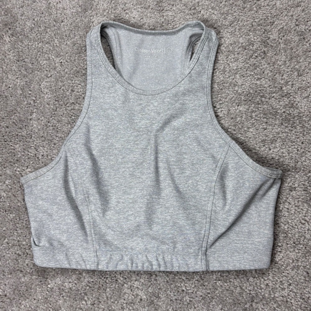 Outdoor‎ Voices Gray Heather Doing Things High Neck Racerback Sports Bra L